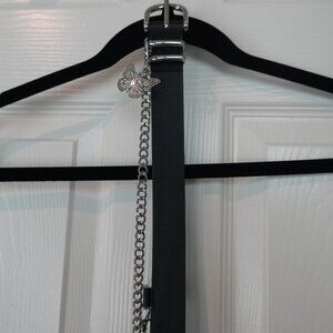 Black Belt with Butterfly Charm + Chain